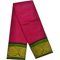 Pure Cotton Saree Medium Size Border Plain Body Rose Green