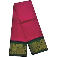 Pure Cotton Saree Medium Size Border Plain Body Rose Green