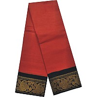 Pure Cotton Saree Medium Size Border Plain Body Rust Black