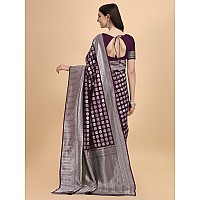 Jaanvi Fashion Womens Banarasi Silk Saree With Blouse Piece BellaWineSaree03Wine