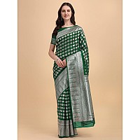 Jaanvi Fashion Womens Banarasi Silk Saree With Blouse Piece BellaGreenSaree03Pine Green