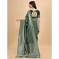 Jaanvi Fashion Womens Banarasi Silk Saree With Blouse Piece BellaGreenSaree03Pine Green