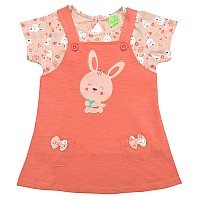 Clothe Funn New Born Knee Length Baby Girl Dress Coralpeach 03 Months