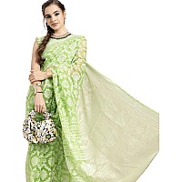 AKHILAM Womens Knit Brasso Saree With Blouse Piece (Brasso Net Saree For Women FF0MSKR01E_Green)