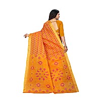 RATAN Pure Cotton Printed Mul Mul Saree for Women without Blouse Piece BLR2106Yellow