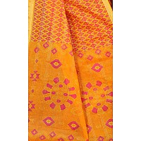 RATAN Pure Cotton Printed Mul Mul Saree for Women without Blouse Piece BLR2106Yellow