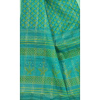 RATAN Pure Cotton Printed Mul Mul Saree for Women without Blouse Piece BLR2104Green