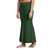 Laavaan Womens Cotton Blend Fishcut Saree Shapewear,Petticoat,Skirt, Comfortwear Forest Green