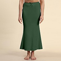 Laavaan Womens Cotton Blend Fishcut Saree Shapewear,Petticoat,Skirt, Comfortwear Forest Green