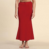 Laavaan Womens Cotton Blend Fishcut Saree Shapewear,Petticoat,Skirt, Comfortwear Cherry Red