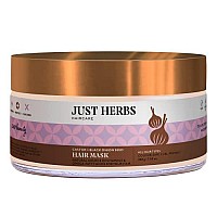 Just Herbs Anti Hairfall Natural Hair Mask with Castor & Black Onion Seed for Dandruff, Boost Hair Growth & Hair Spa - Suitable for Color Treated & All hair Types - 200gm