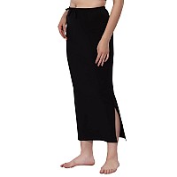 XOYA Cotton Lycra Saree Shapewear for WomenStraight Fit Petticoat Saree Silhouette Shape Wear Dress for Saree - Black M