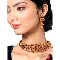 Yellow Chimes Traditional Jewellery Set for Women Ethnic Temple Jewellery Set Gold Plated Jewelry Set Traditional Long Haram Necklace Set for Women and Girls (Model-1)