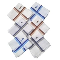 Antonia N Initial Handkerchief For Men Monogrammed Boxed 12 Piece Set Cotton