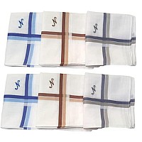 Antonia N Initial Handkerchief For Men Monogrammed Boxed 12 Piece Set Cotton