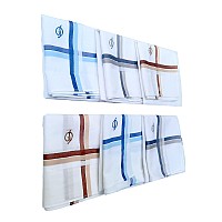 Antonia D Initial Handkerchief For Men Monogrammed Boxed 12 Piece Set Cotton