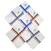 Antonia F Initial Handkerchief For Men Monogrammed Boxed 12 Piece Set Cotton