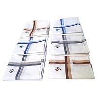 Antonia S Initial Handkerchief For Men Monogrammed Boxed 12 Piece Set Cotton