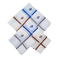 Antonia B Initial Handkerchief For Men Monogrammed Boxed 12 Piece Set Cotton