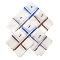 Antonia J Initial Handkerchief For Men Monogrammed Boxed 12 Piece Set Cotton