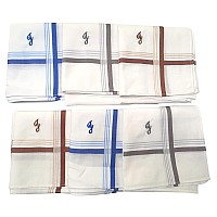 Antonia J Initial Handkerchief For Men Monogrammed Boxed 12 Piece Set Cotton