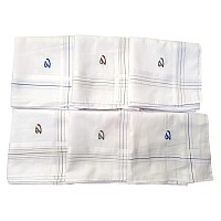 Antonia V Initial Handkerchief For Men Monogrammed Boxed 12 Piece Set Cotton