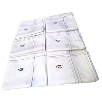 Antonia V Initial Handkerchief For Men Monogrammed Boxed 12 Piece Set Cotton