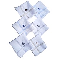 Antonia W Initial Handkerchief For Men Monogrammed Boxed 12 Piece Set Cotton