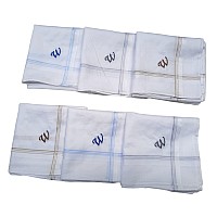 Antonia W Initial Handkerchief For Men Monogrammed Boxed 12 Piece Set Cotton