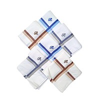 Antonia R Initial Handkerchief For Men Monogrammed Boxed 12 Piece Set Cotton