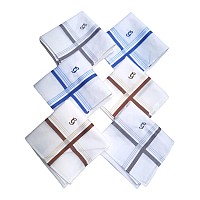 Antonia G Initial Handkerchief For Men Monogrammed Boxed 12 Piece Set Cotton