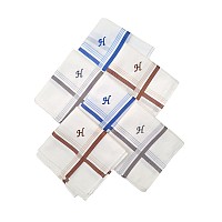 Antonia H Initial Handkerchief For Men Monogrammed Boxed 12 Piece Set Cotton