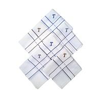 Antonia T Initial Handkerchief For Men Monogrammed Boxed 12 Piece Set Cotton