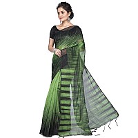 T.J. SAREES Handloom Cotton Silk Ikkat Sarees for Women Traditional Ethnic Cotton Sarees for Women (Green,Pack Of 1)