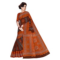 TAMAIRA FASHION Womens Plain Weave Pure Cotton Saree Without Blouse Piece 1856Coffee