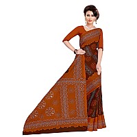 TAMAIRA FASHION Womens Plain Weave Pure Cotton Saree Without Blouse Piece 1856Coffee