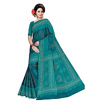 TAMAIRA FASHION Womens Plain Weave Pure Cotton Saree Without Blouse Piece1856Seagreen