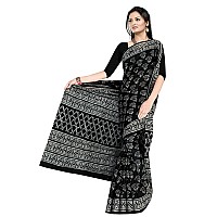 TAMAIRA FASHION Womens Plain Weave Pure Cotton Saree Without Blouse Piece 2398Black