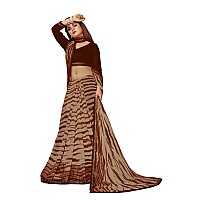 SM TRENDZ Womens Bollywood Pure Georgette Saree With Blouse Piece B31Shibori007Brown