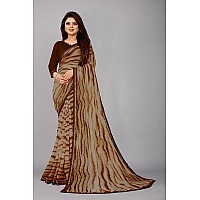 SM TRENDZ Womens Bollywood Pure Georgette Saree With Blouse Piece B31Shibori007Brown