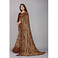 SM TRENDZ Womens Bollywood Pure Georgette Saree With Blouse Piece B31Shibori007Brown