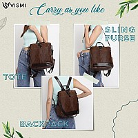 Vismiintrend Stylish Women Brown Leather Backpack Handbag For Teen Girls | Everyday Use Ladies Sling Bag Shoulder Purse For Office, College, Travel, Birthday Gift | Rakhi Gifts For Sisters, Bhabhi