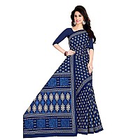 TAMAIRA FASHION Womens Plain Weave Pure Cotton Saree Without Blouse Piece(2372_IndigoBlue)