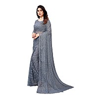 Priyashi Womens Solid Net Saree with Blouse Piece Grey-ABIRA Navy_Pack of-2