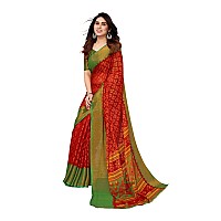 Bee M Pee Designer Womens Woven Chiffon Brasso sarees for women Red Free