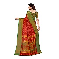 Bee M Pee Designer Womens Woven Chiffon Brasso sarees for women Red Free