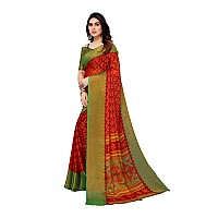 Bee M Pee Designer Womens Woven Chiffon Brasso sarees for women Red Free