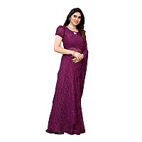 Priyashi Womens Solid Net Saree with Blouse Piece(ABIRA Purple_Free Size)