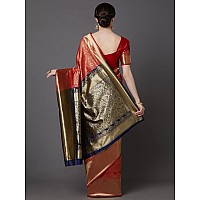 AKHILAM Womens Kanjivaram banarasi silk Woven Design Saree With Unstitched Blouse Piece Saree With Un-Stiched Blouse(Red_VORE8006_D)