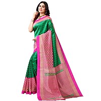 SICHI WomenS Printed Poly Silk Saree With Unstitched Blouse Piece(2535S934N_Green & Pink)